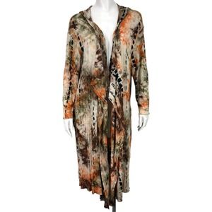 Coin 1804 Womens 3X Hooded Cardigan Duster Jacket Top Tie Dye Boho Hippie